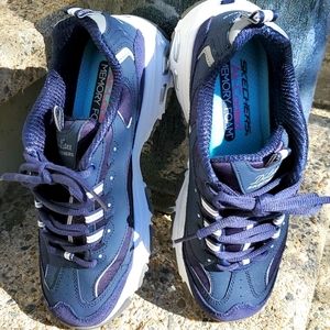 Womens Skechers D'Lites sneakers navy blue with white sz 7.5Medium